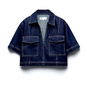 Zara Women’a Denim Crop Shirt/Top